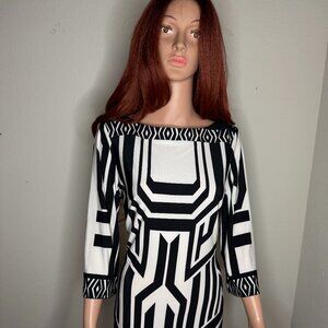 Geometric Black and White Dress